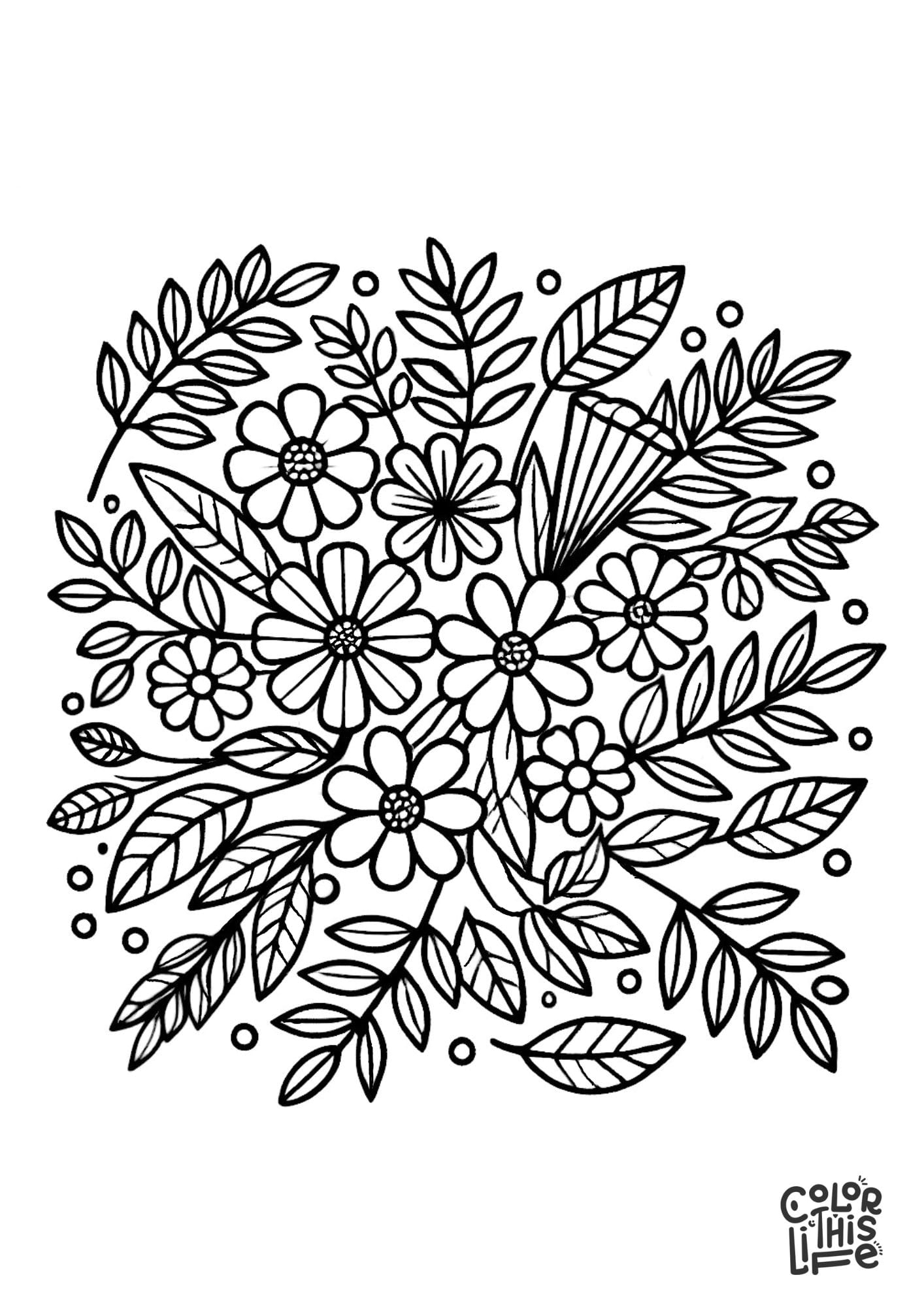 Printable Flower Coloring Sheet Color This Life