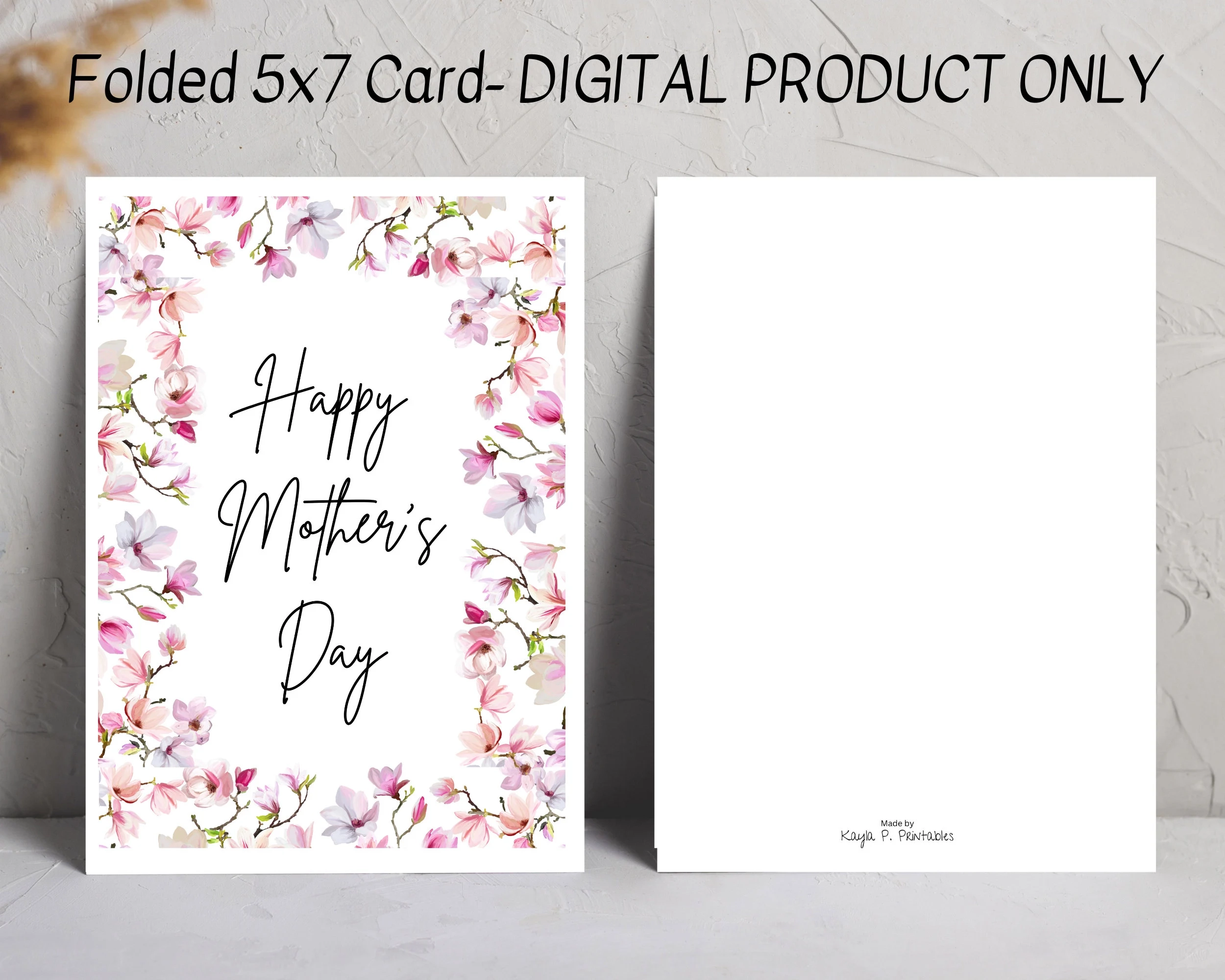 Printable Mother s Day Card Floral Mother s Day Card Instant Download Card Folded Mother s Day Card Printable Happy Mothers Day Card Etsy