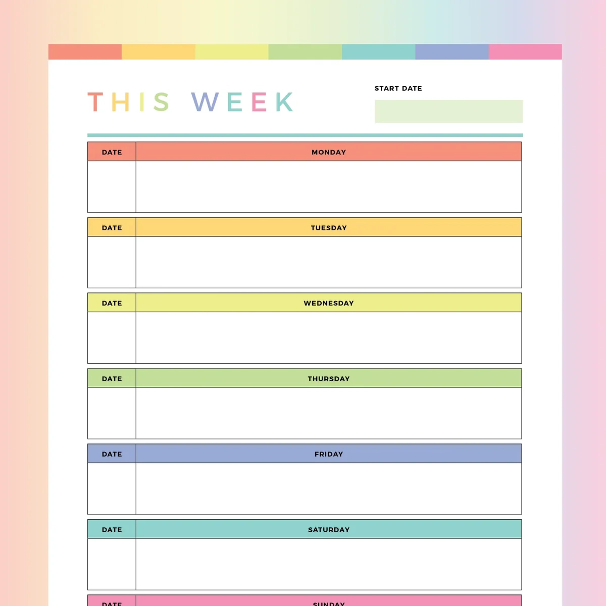 Printable Weekly Planner For Kids Instant Download PDF A4 And US Letter Plan Print Land Printable Weekly Planner For Kids Instant Download PDF A4 And US Letter Plan Print Land