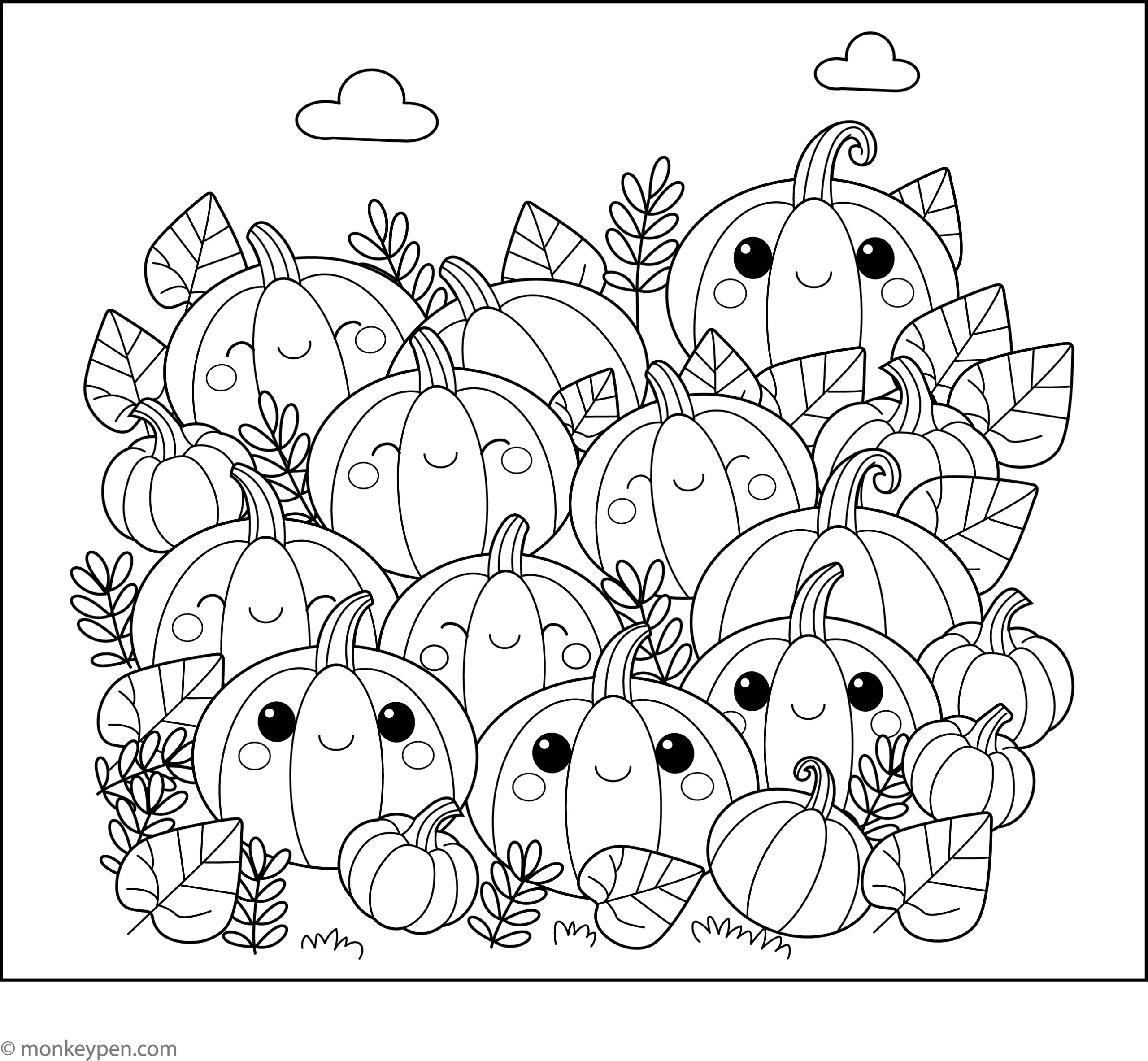 Pumpkin Patch Coloring Page Fun Printable Sheet For Kids