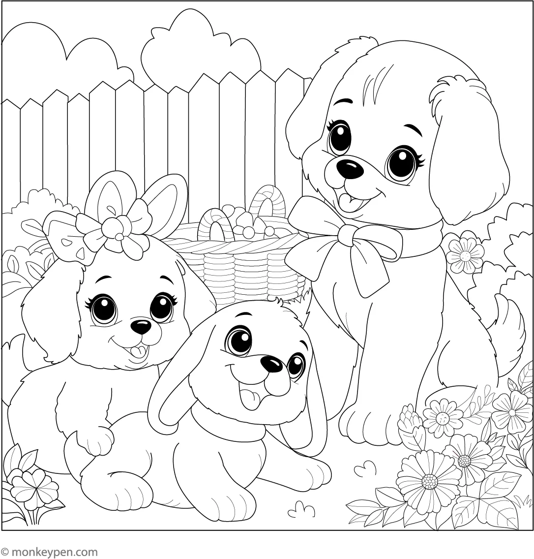 Puppy With Friends Coloring Page Free Printable For Kids Puppy With Friends Coloring Page Free Printable For Kids