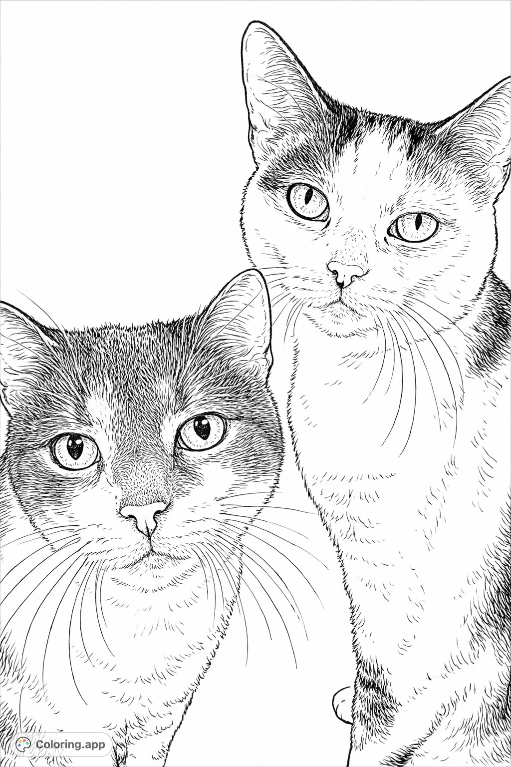 Realistic Cat Duo Portrait Coloring app