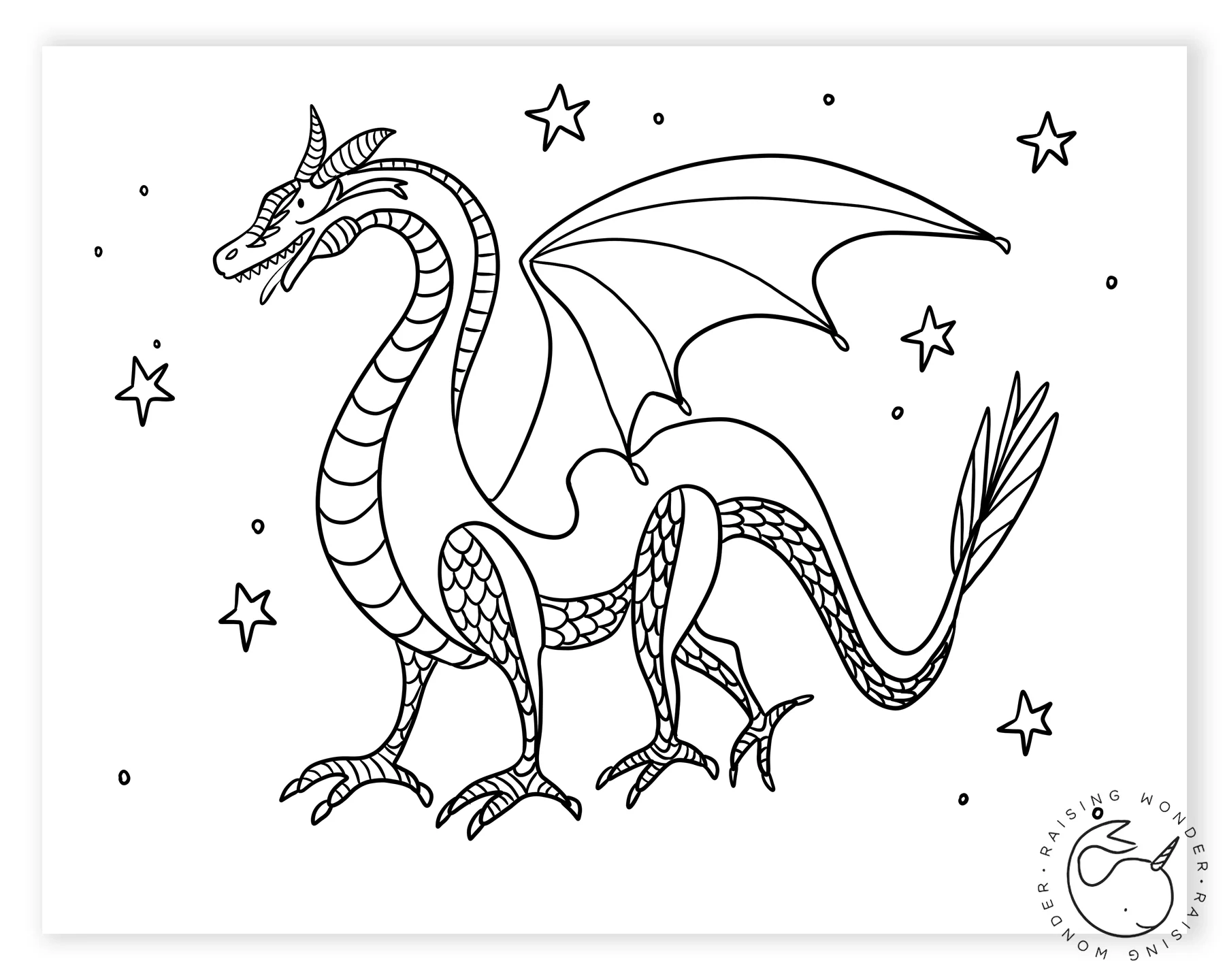 Single Coloring Page Dragon Sarah Jane Studios