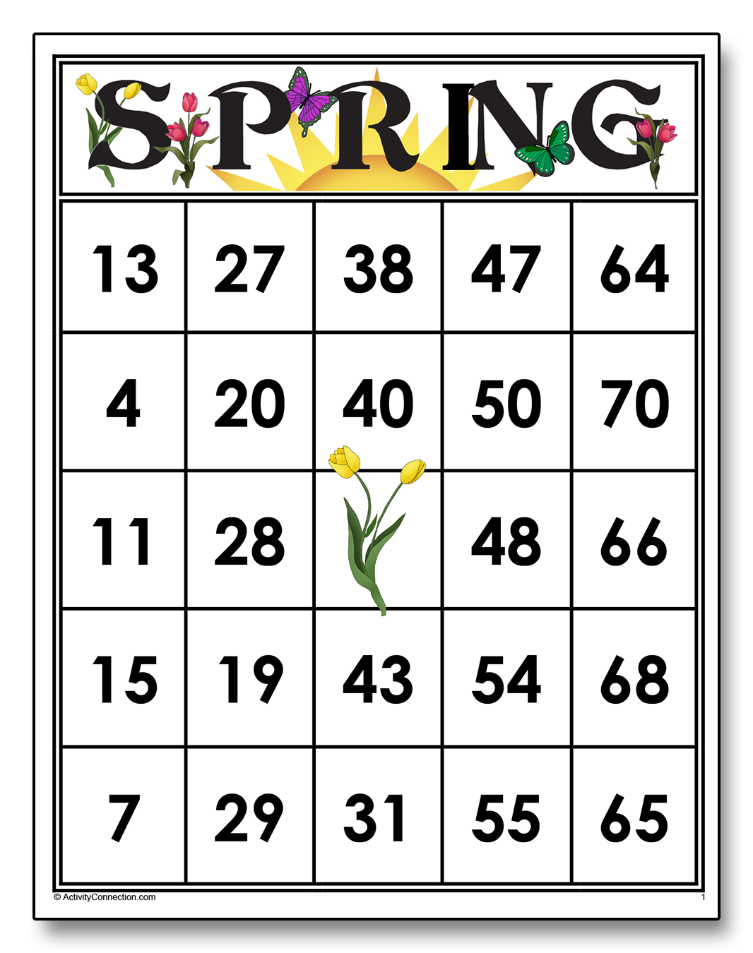 SPRING Bingo Cards Printable Activity Connection