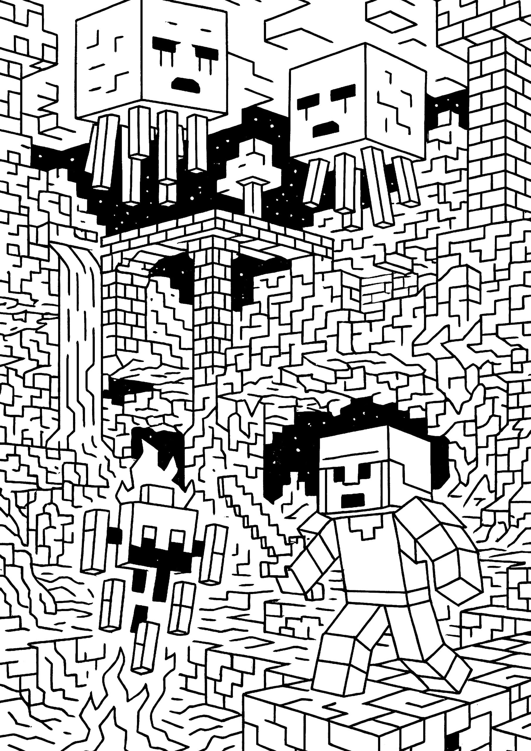 Strange Creatures From The Sky Minecraft Coloring Pages