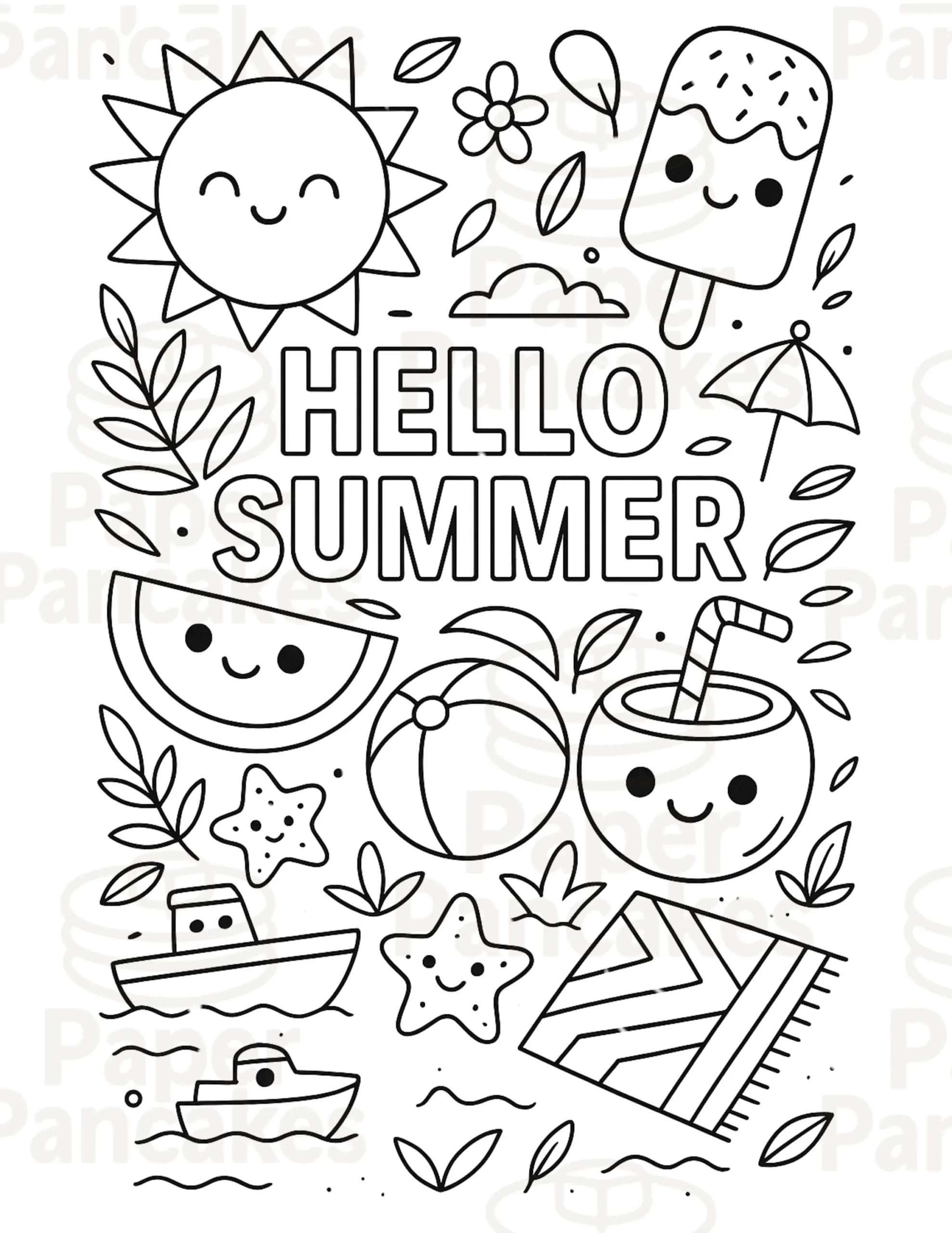 Summer Coloring Page Printable PNG Summer Activity Sheet For Kids Instant Download Preschool Activity Coloring Page Etsy