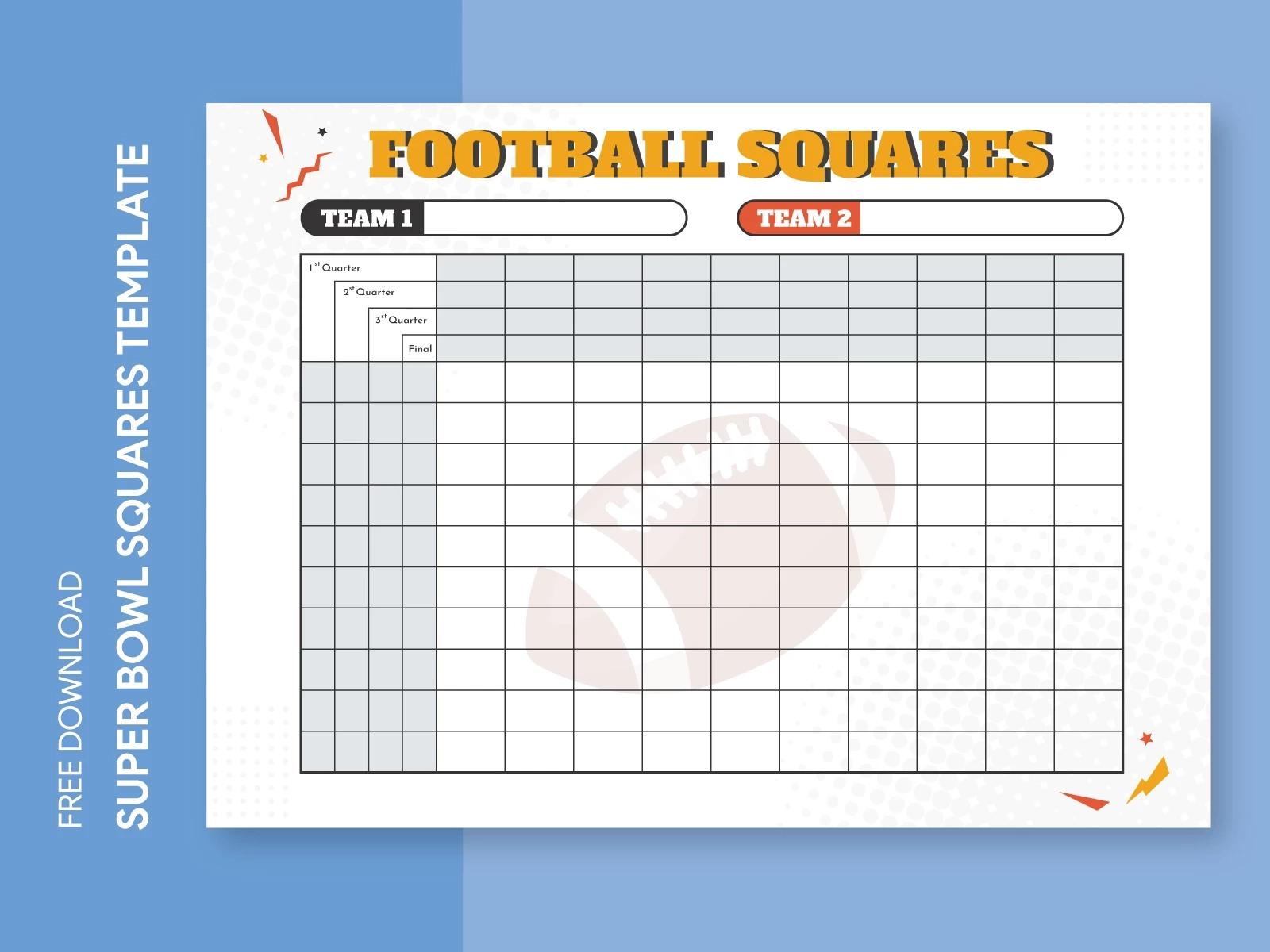 Super Bowl Squares Templates For Free Download Gdoc io
