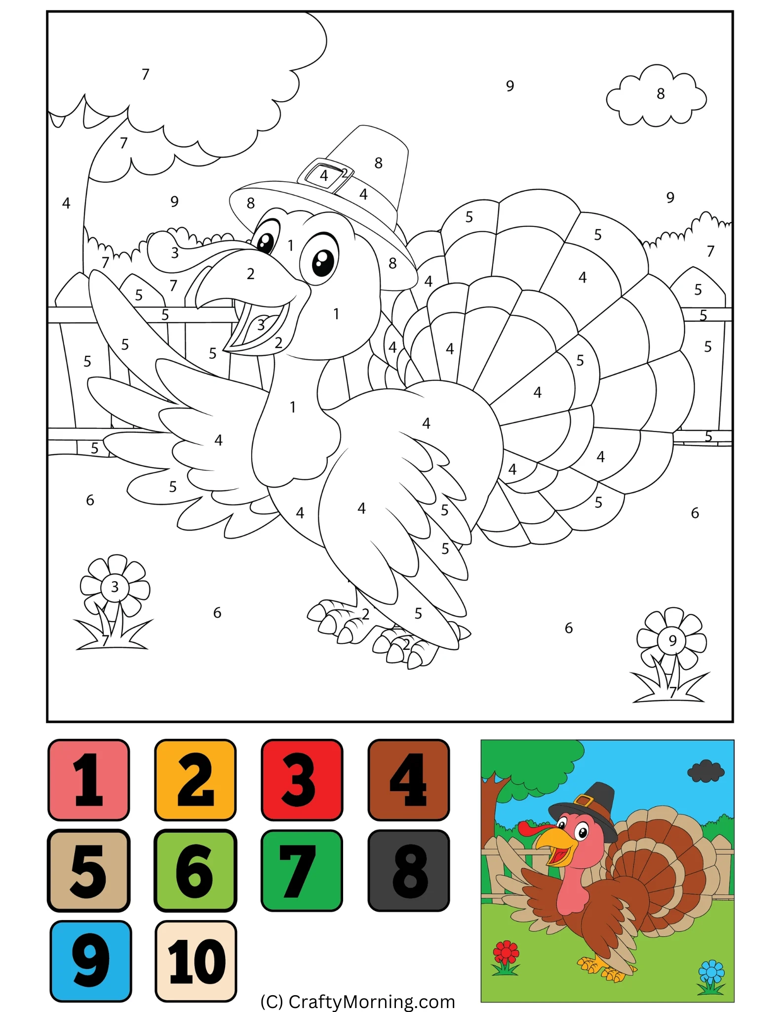 Thanksgiving Color By Number Free Printables Crafty Morning