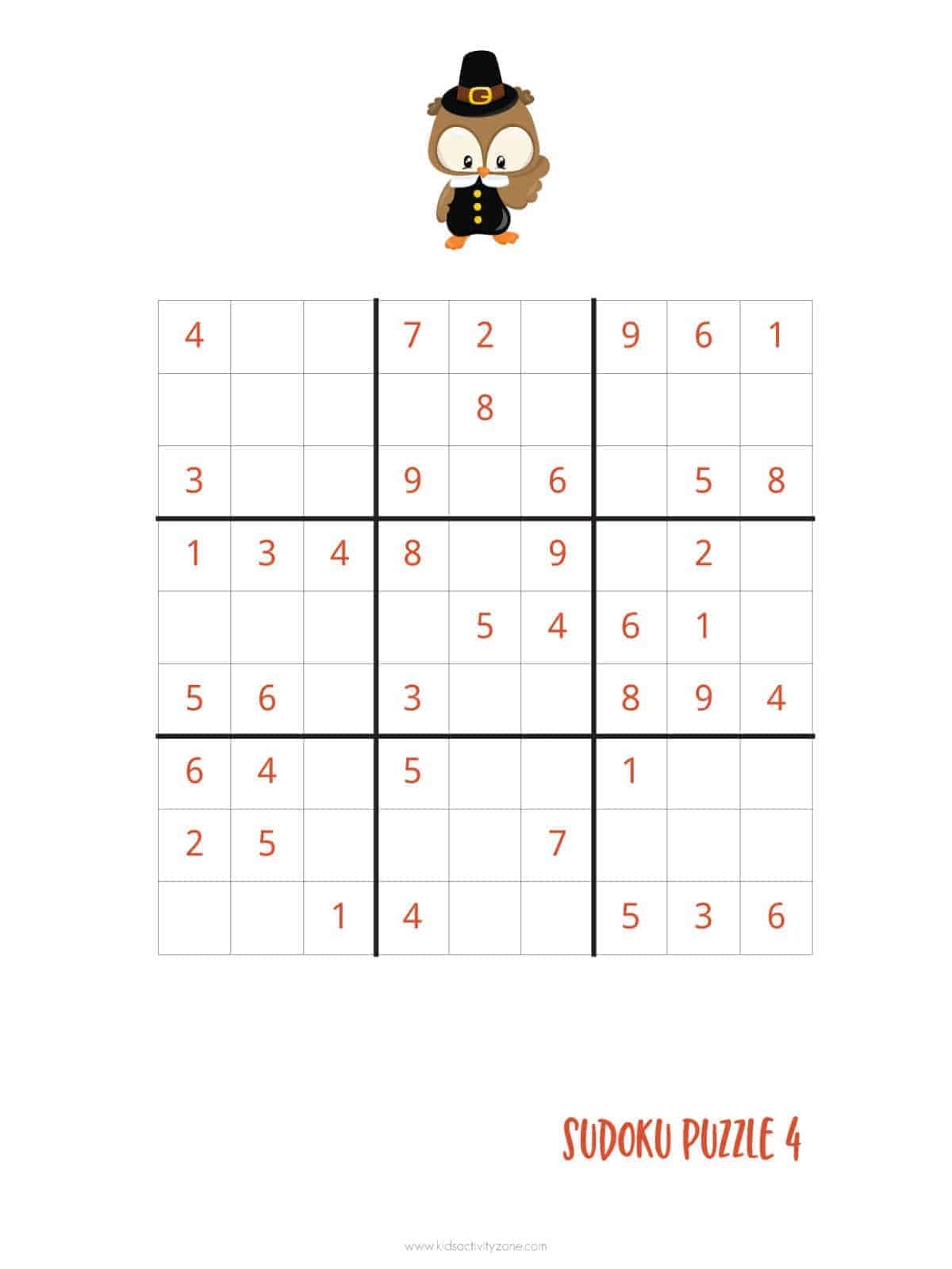 Thanksgiving Sudoku Free Printable Kids Activity Zone Thanksgiving Sudoku Free Printable Kids Activity Zone