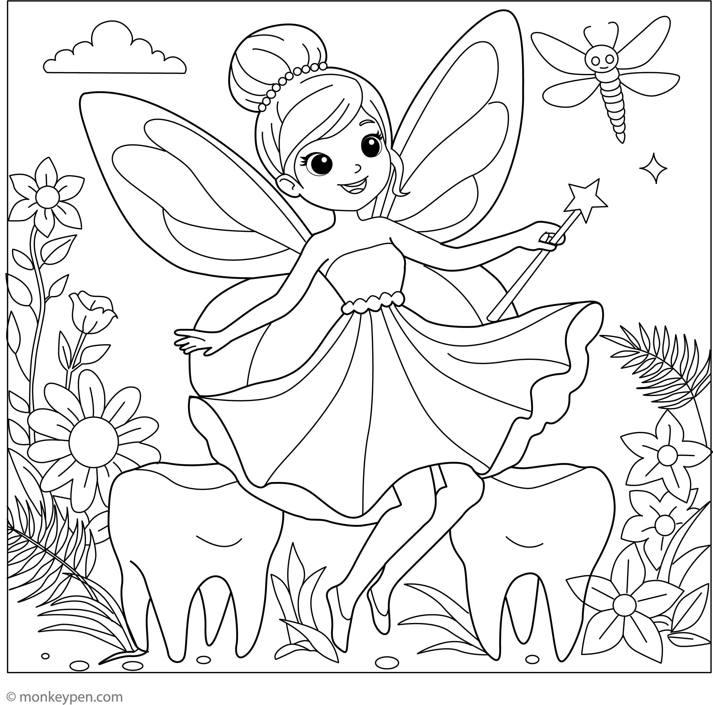 Tooth Fairy Coloring Page Free Coloring Page Printable PDF