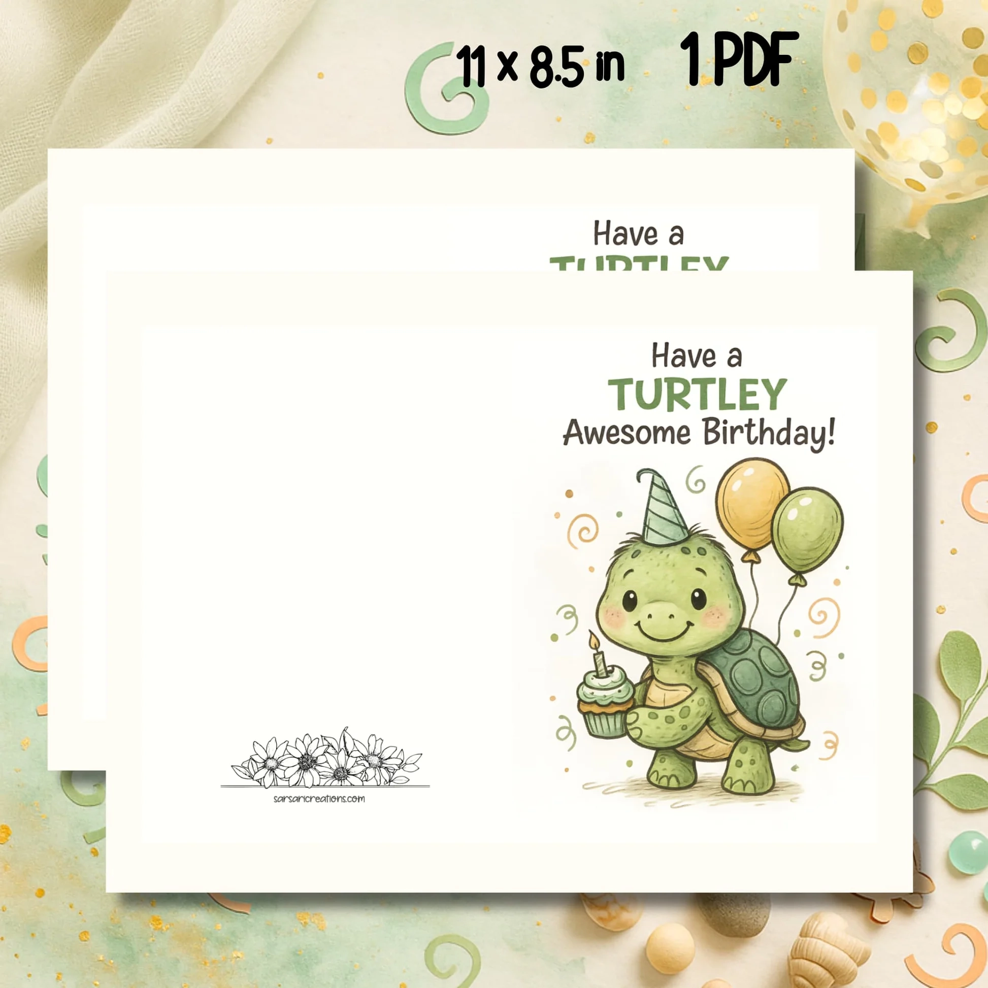 TURTLEY Awesome Birthday Card FREE Slow Sweet Party SarsariCreations TURTLEY Awesome Birthday Card FREE Slow Sweet Party SarsariCreations