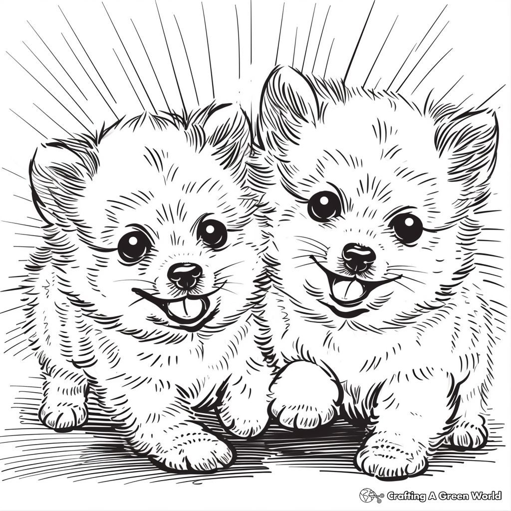 Two Puppies Coloring Pages Free Printable 
