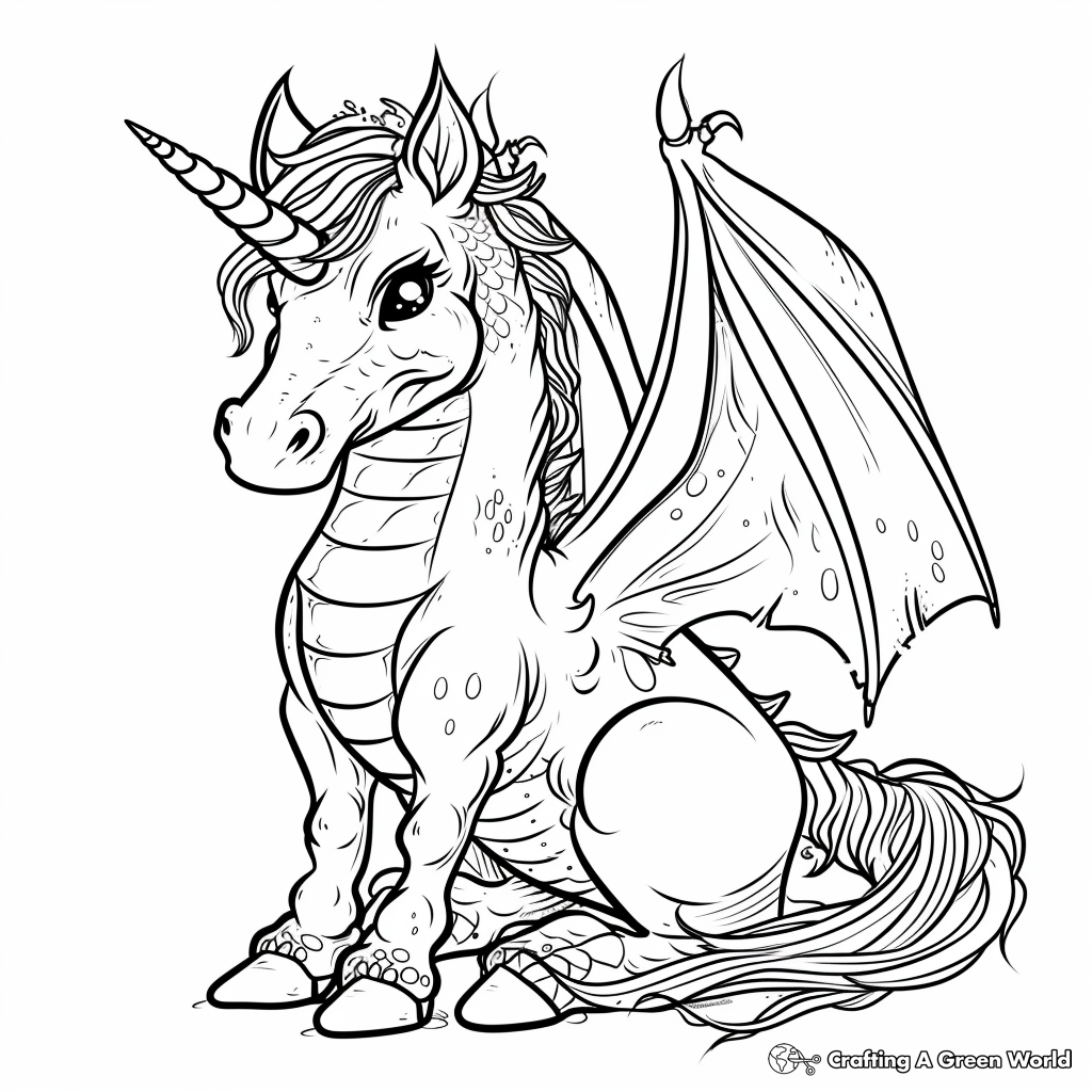 Unicorn Dragon Coloring Pages Free Printable 