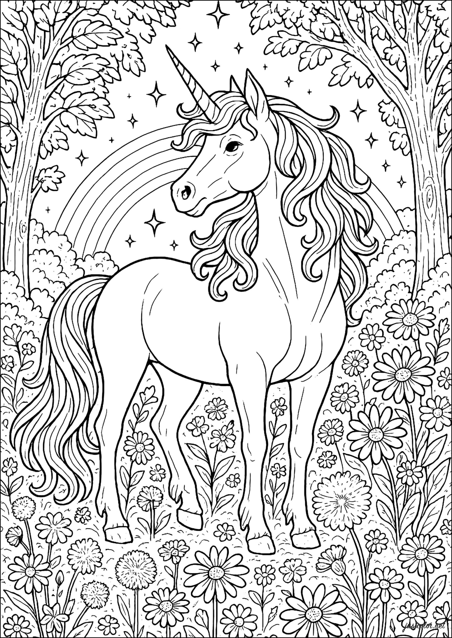 Unicorn In The Enchanted Forest Unicorn Coloring Pages For Adults Unicorn In The Enchanted Forest Unicorn Coloring Pages For Adults