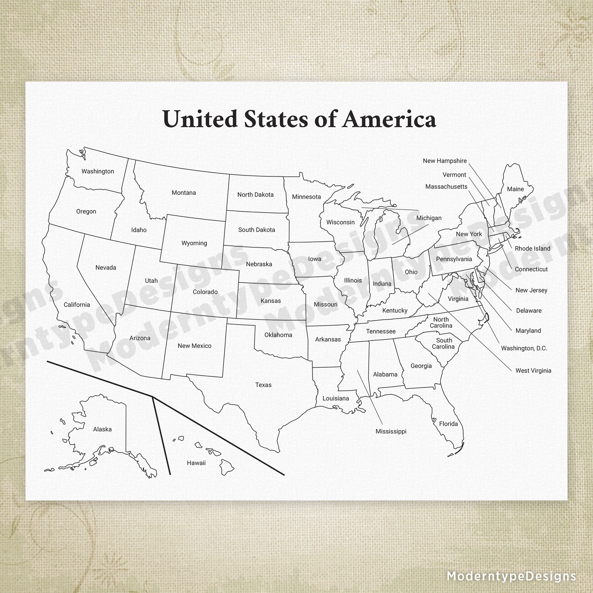 USA Printable Map United States Of America USA Printable Map United States Of America