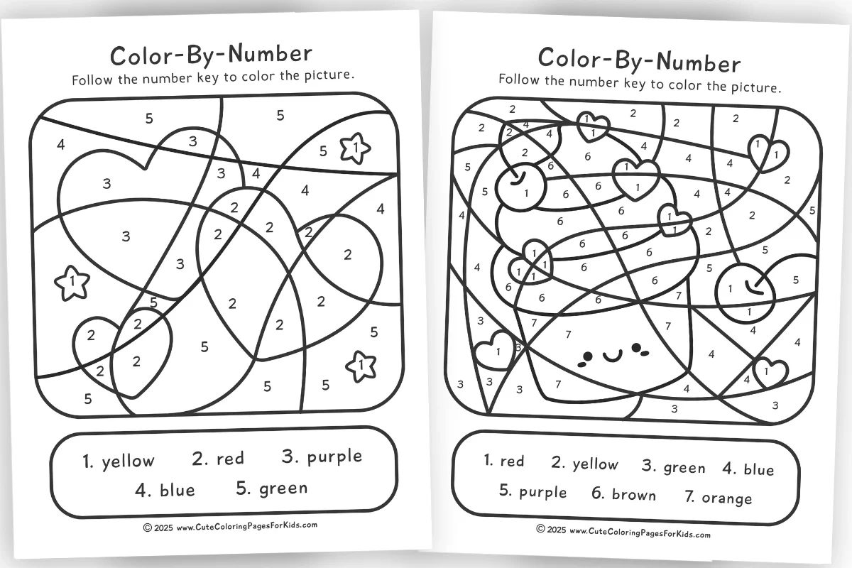 Valentine s Day Color By Number Printable Activity Sheets Cute Coloring Pages For Kids