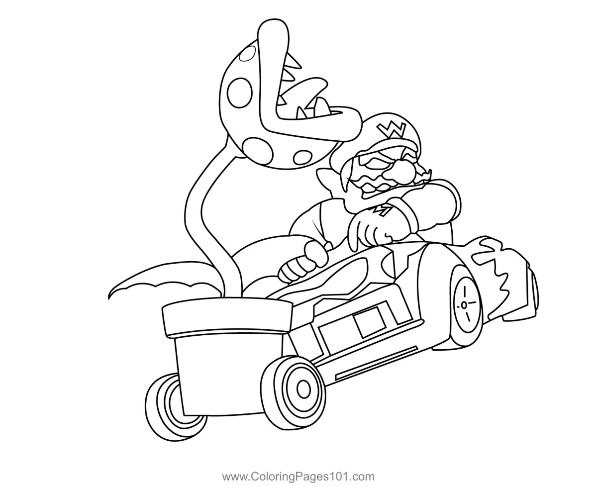 Wario Mario Kart Coloring Page For Kids Free Mario Kart Printable Coloring Pages Online For Kids ColoringPages101 Coloring Pages For Kids